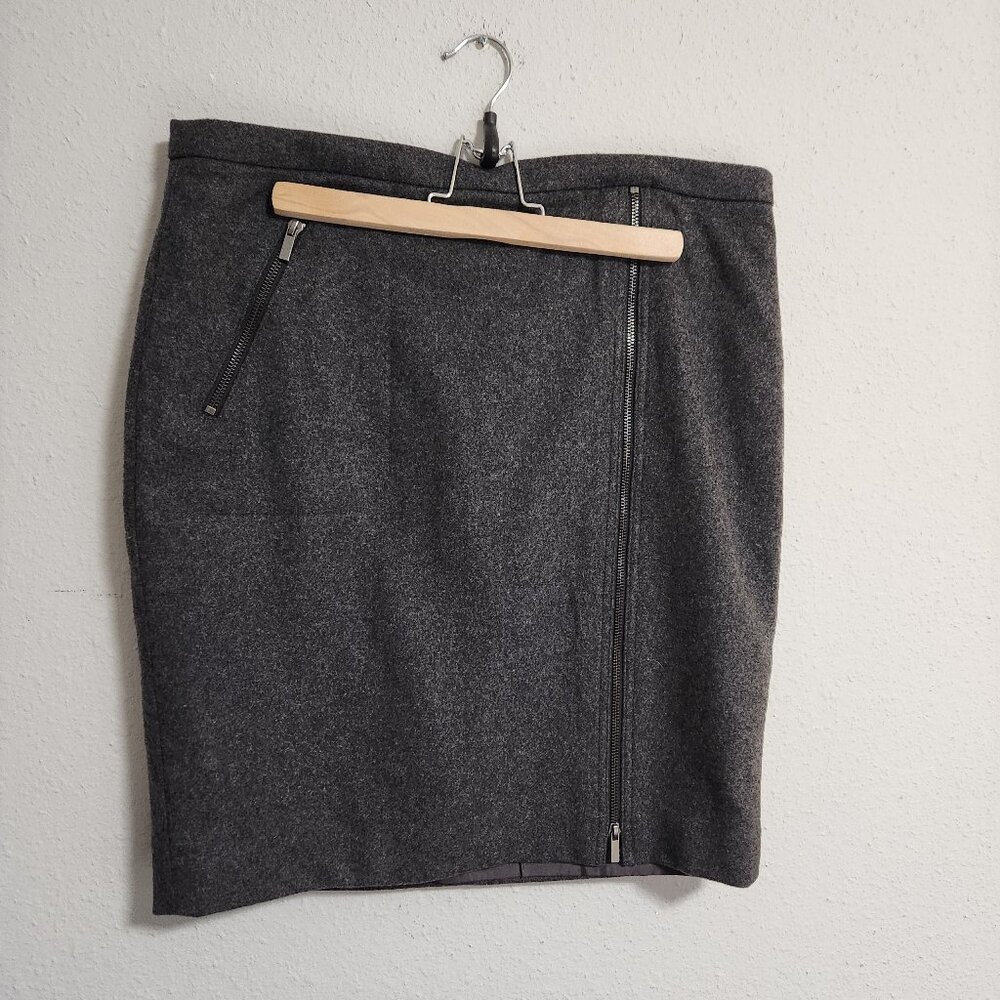 J Crew | Gray Wool Modern Zipper Skirt 12
